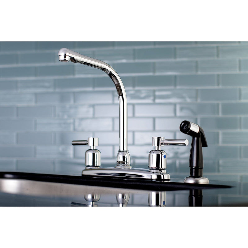 Concord Two-Handle 4-Hole 8" Centerset Kitchen Faucet with Side Sprayer