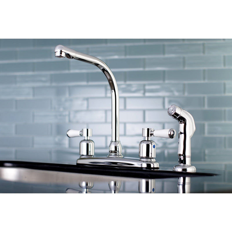 Paris Two-Handle 4-Hole 8" Centerset Kitchen Faucet with Side Sprayer