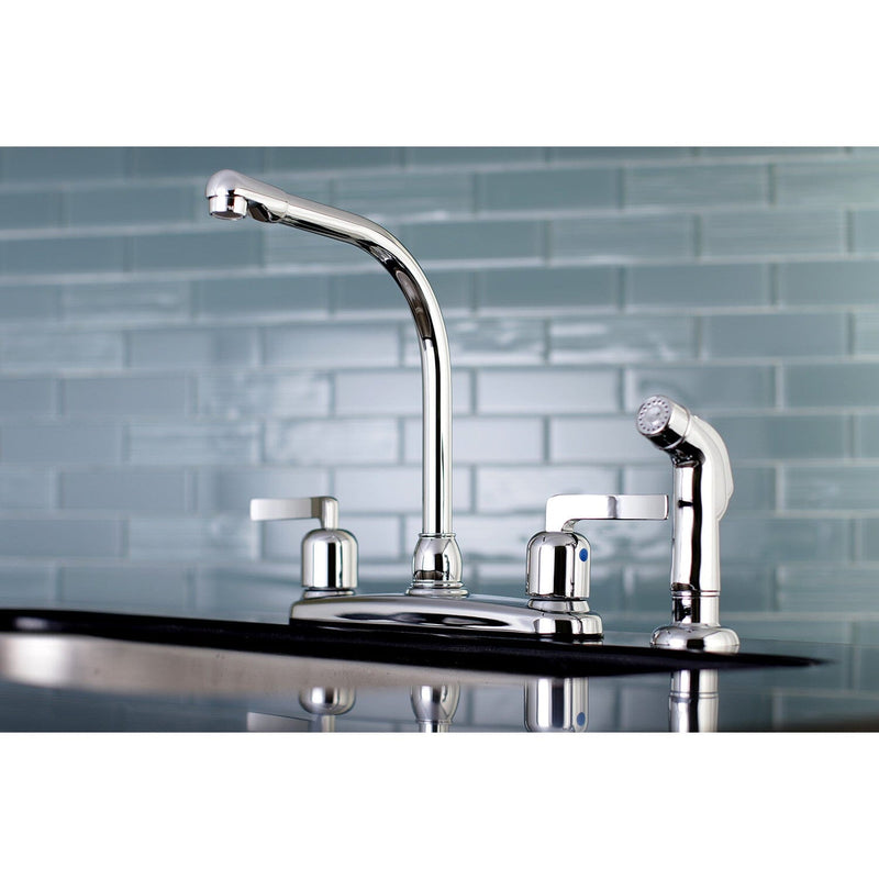 Centurion Two-Handle 4-Hole 8" Centerset Kitchen Faucet with Side Sprayer