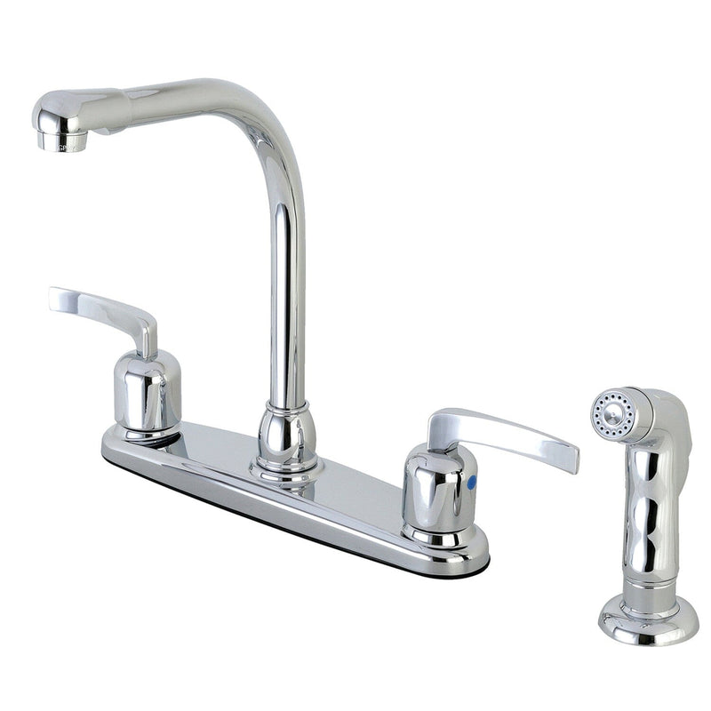 Centurion Two-Handle 4-Hole 8" Centerset Kitchen Faucet with Side Sprayer