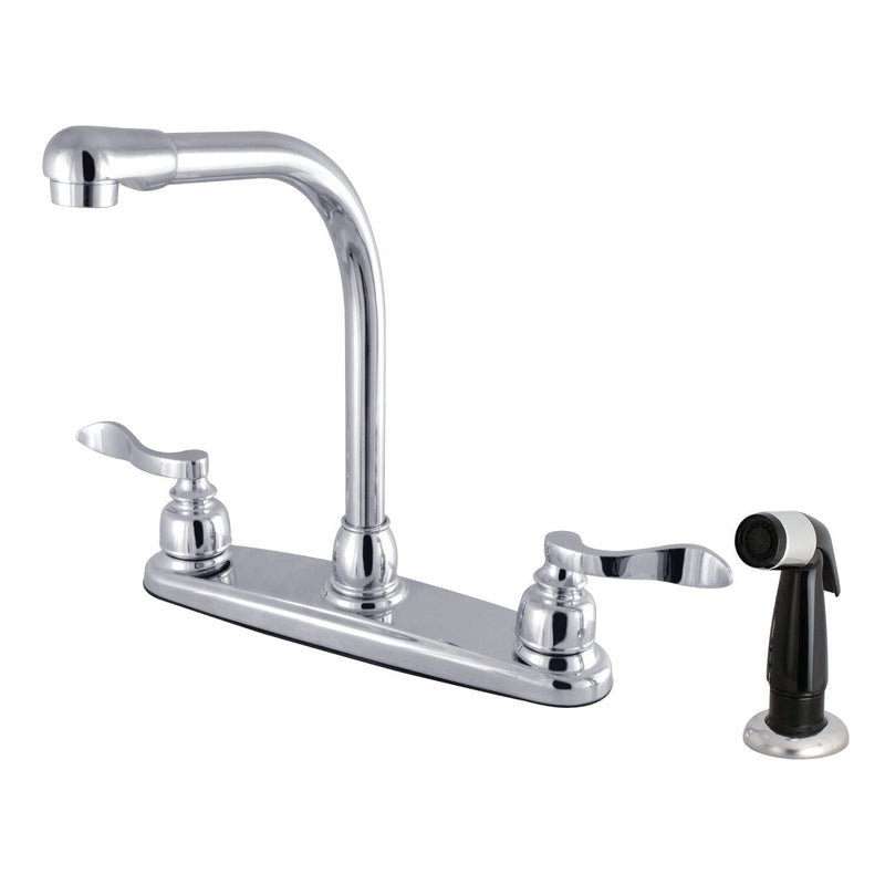 NuWave French Two-Handle 4-Hole 8" Centerset Kitchen Faucet with Side Sprayer