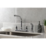 Serena Two-Handle 4-Hole 8" Centerset Kitchen Faucet with Plastic Side Sprayer