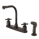 Concord Two-Handle 4-Hole 8" Centerset Kitchen Faucet with Side Sprayer