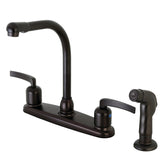 Centurion Two-Handle 4-Hole 8" Centerset Kitchen Faucet with Side Sprayer