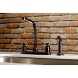 Millennium Two-Handle 4-Hole 8" Centerset Kitchen Faucet with Side Sprayer