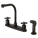 Millennium Two-Handle 4-Hole 8" Centerset Kitchen Faucet with Side Sprayer
