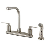 Serena Two-Handle 4-Hole 8" Centerset Kitchen Faucet with Plastic Side Sprayer