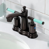Kaiser Double-Handle 3-Hole Deck Mount 4-Inch Centerset Bathroom Faucet with Pop-Up Drain