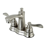 NuWave French Double-Handle 3-Hole Deck Mount 4-Inch Centerset Bathroom Faucet with Pop-Up Drain