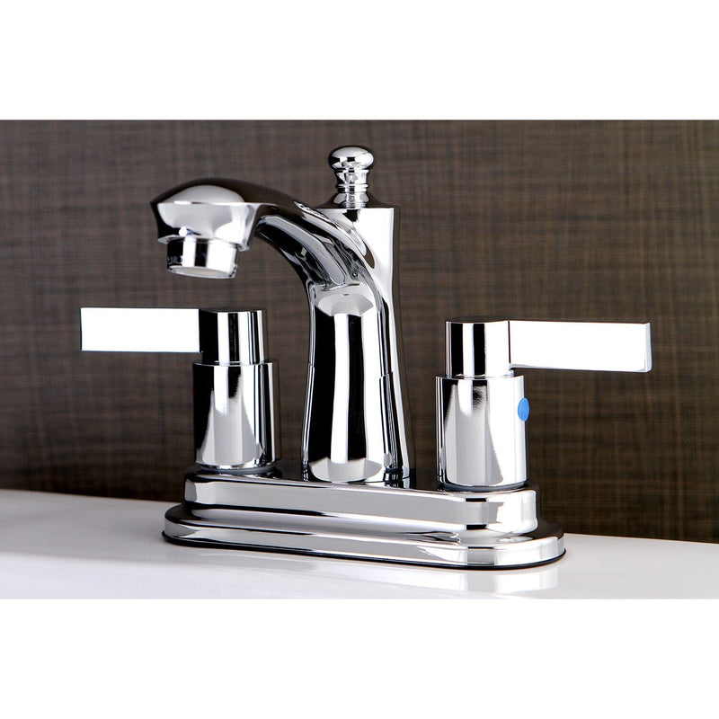 NuvoFusion Double-Handle 3-Hole Deck Mount 4-Inch Centerset Bathroom Faucet with Pop-Up Drain