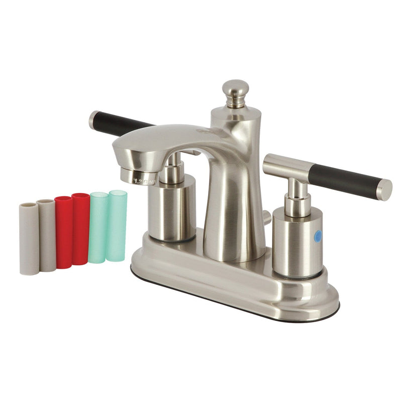 Kaiser Double-Handle 3-Hole Deck Mount 4-Inch Centerset Bathroom Faucet with Pop-Up Drain