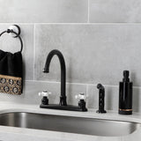 Victorian Two-Handle 4-Hole 8" Centerset Kitchen Faucet with Side Sprayer