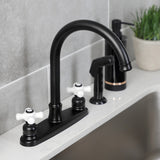 Victorian Two-Handle 4-Hole 8" Centerset Kitchen Faucet with Side Sprayer
