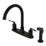 Serena Two-Handle 4-Hole 8" Centerset Kitchen Faucet with Side Sprayer