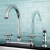 Victorian Two-Handle 4-Hole 8" Centerset Kitchen Faucet with Side Sprayer