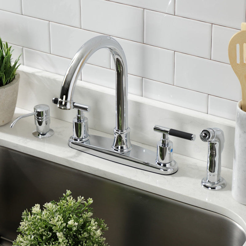 Kaiser Two-Handle 4-Hole 8" Centerset Kitchen Faucet with Side Sprayer
