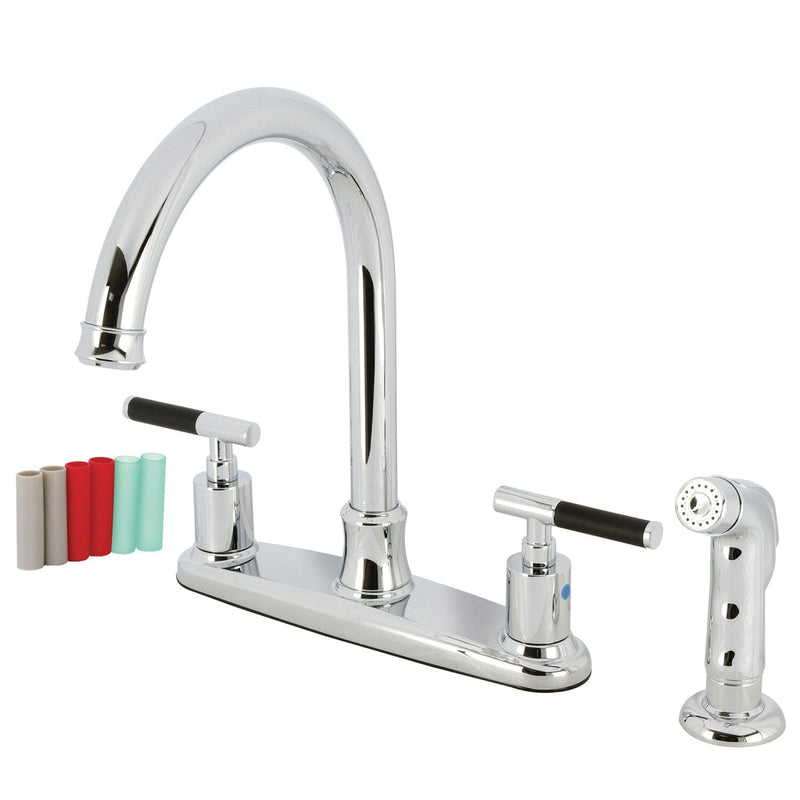 Kaiser Two-Handle 4-Hole 8" Centerset Kitchen Faucet with Side Sprayer