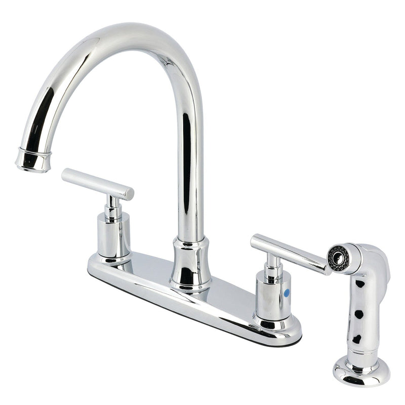 Manhattan Two-Handle 4-Hole 8" Centerset Kitchen Faucet with Side Sprayer