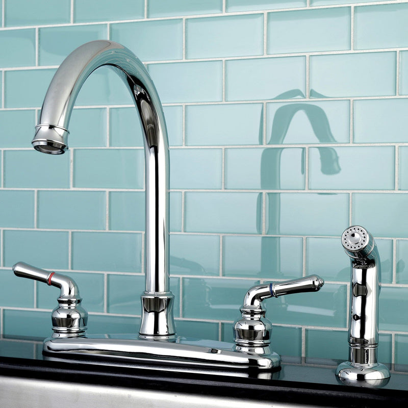 Naples Two-Handle 4-Hole 8" Centerset Kitchen Faucet with Side Sprayer