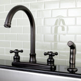 Victorian Two-Handle 4-Hole 8" Centerset Kitchen Faucet with Side Sprayer