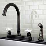 Victorian Two-Handle 4-Hole 8" Centerset Kitchen Faucet with Side Sprayer