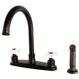 Victorian Two-Handle 4-Hole 8" Centerset Kitchen Faucet with Side Sprayer