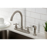 Victorian Two-Handle 4-Hole 8" Centerset Kitchen Faucet with Side Sprayer