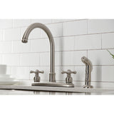 Victorian Two-Handle 4-Hole 8" Centerset Kitchen Faucet with Side Sprayer