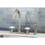 Victorian Two-Handle 4-Hole 8" Centerset Kitchen Faucet with Side Sprayer