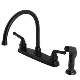 Magellan Two-Handle 4-Hole Deck Mount 8" Centerset Kitchen Faucet with Side Sprayer