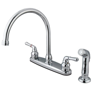 Magellan Two-Handle 4-Hole Deck Mount 8" Centerset Kitchen Faucet with Side Sprayer