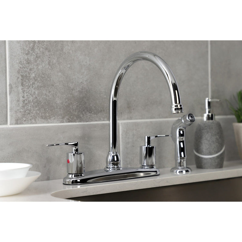 Serena Two-Handle 4-Hole 8" Centerset Kitchen Faucet with Side Sprayer
