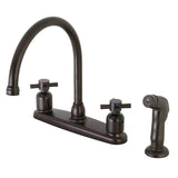 Concord Two-Handle 4-Hole 8" Centerset Kitchen Faucet with Side Sprayer