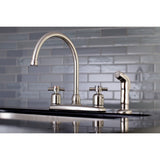 Concord Two-Handle 4-Hole 8" Centerset Kitchen Faucet with Side Sprayer