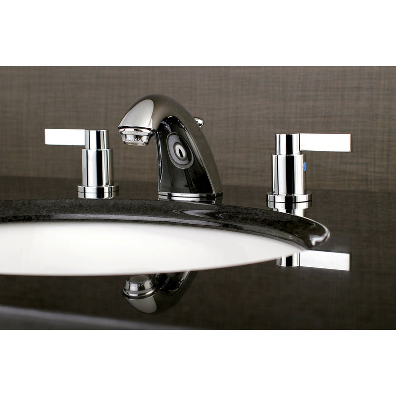NuvoFusion Two-Handle 3-Hole Deck Mount Widespread Bathroom Faucet with Pop-Up Drain