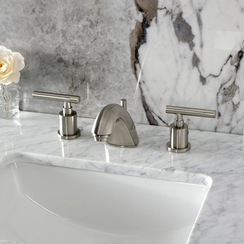 Manhattan Two-Handle 3-Hole Deck Mount Widespread Bathroom Faucet with Pop-Up Drain