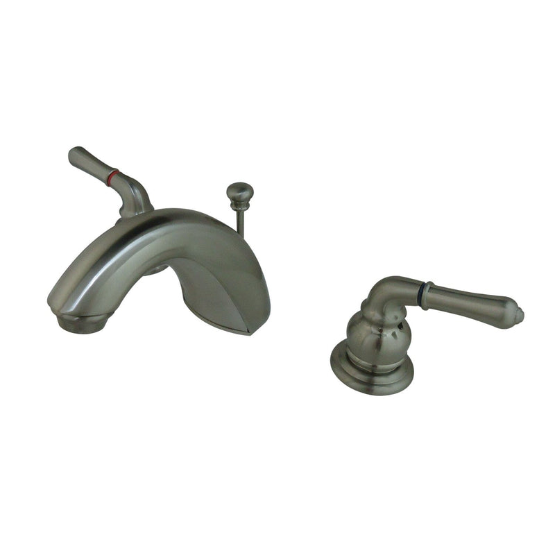 Two-Handle 3-Hole Deck Mount Widespread Bathroom Faucet with Retail Pop-Up Drain