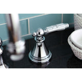 Georgian Two-Handle 3-Hole Deck Mount Widespread Bathroom Faucet with Brass Pop-Up