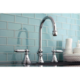 Georgian Two-Handle 3-Hole Deck Mount Widespread Bathroom Faucet with Brass Pop-Up Drain