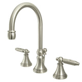 Georgian Two-Handle 3-Hole Deck Mount Widespread Bathroom Faucet with Brass Pop-Up