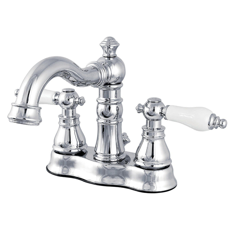 American Patriot Double-Handle 3-Hole Deck Mount 4-Inch Centerset Bathroom Faucet with Brass Pop-Up