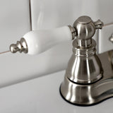 American Patriot Two-Handle 3-Hole Deck Mount 4" Centerset Bathroom Faucet with Pop-Up Drain