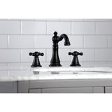 American Classic Two-Handle 3-Hole Deck Mount Widespread Bathroom Faucet with Brass Pop-Up Drain