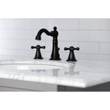 American Classic Two-Handle 3-Hole Deck Mount Widespread Bathroom Faucet with Brass Pop-Up Drain