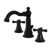 American Classic Two-Handle 3-Hole Deck Mount Widespread Bathroom Faucet with Brass Pop-Up Drain