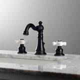 American Classic Two-Handle 3-Hole Deck Mount Widespread Bathroom Faucet with Brass Pop-Up Drain