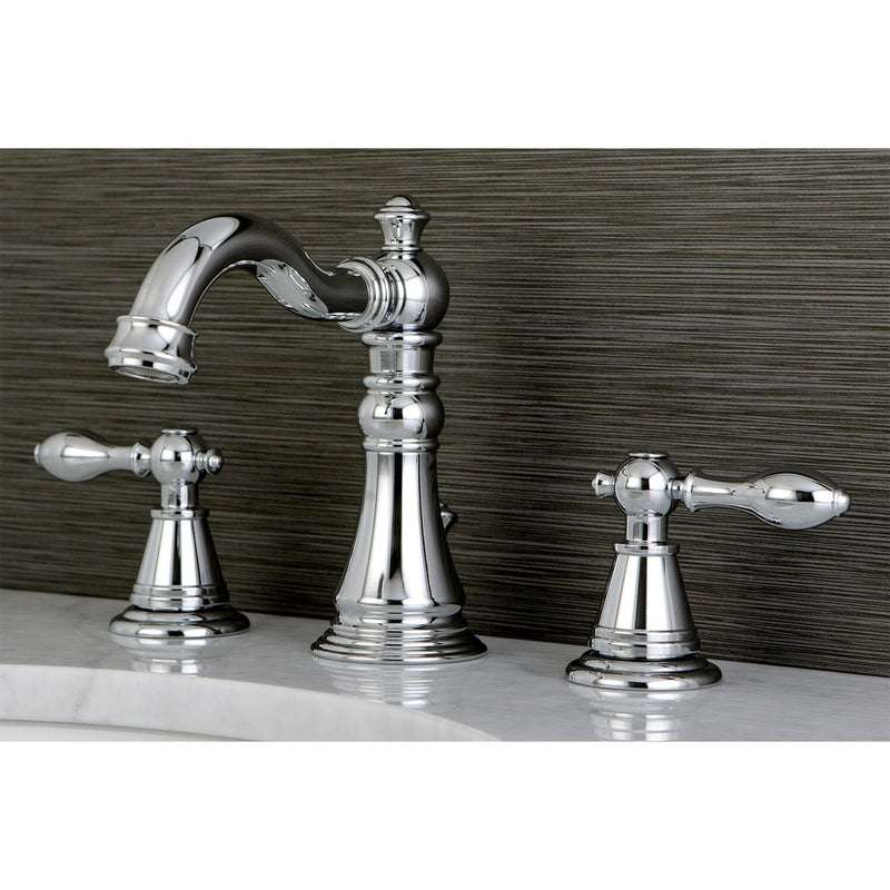 English Classic Two-Handle 3-Hole Deck Mount Widespread Bathroom Faucet with Retail Pop-Up Drain