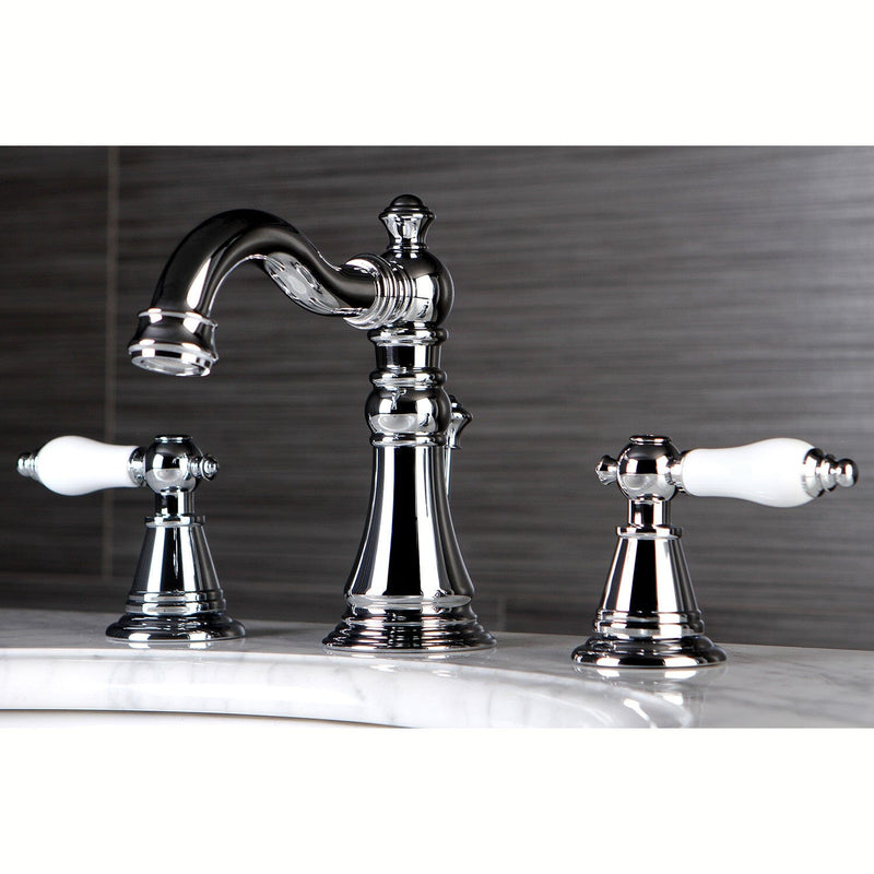 English Classic Two-Handle 3-Hole Deck Mount Widespread Bathroom Faucet with Retail Pop-Up Drain