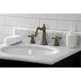 American Classic Two-Handle 3-Hole Deck Mount Widespread Bathroom Faucet with Brass Pop-Up Drain