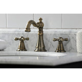 American Classic Two-Handle 3-Hole Deck Mount Widespread Bathroom Faucet with Brass Pop-Up Drain